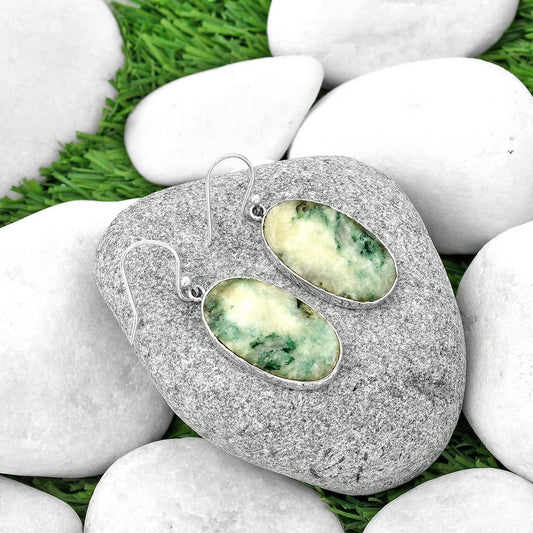 Natural Tree Weed Moss Agate - India Earrings E-1001 SDE68798