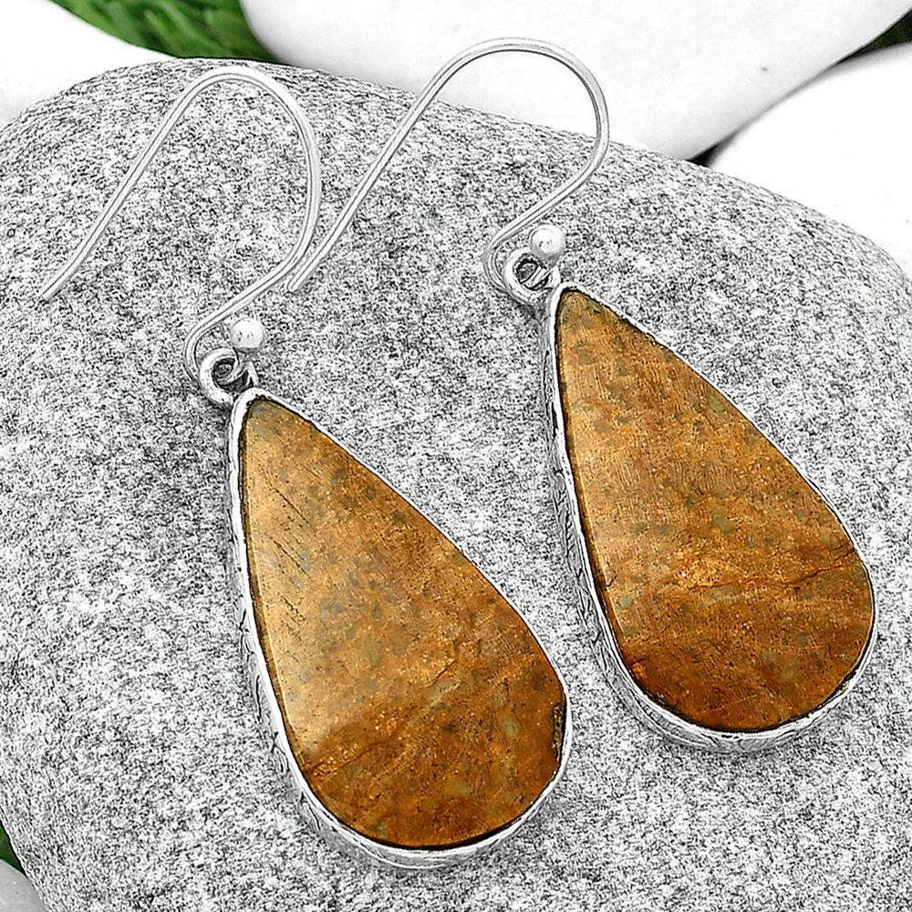 Natural Palm Root Fossil Agate Earrings E-1001 SDE68835