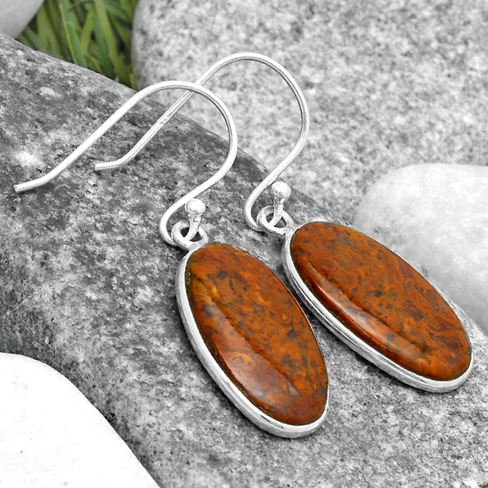 Natural Red Moss Agate Earrings E-1001 SDE69399