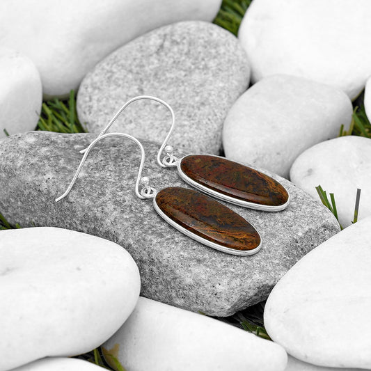 Natural Red Moss Agate Earrings E-1001 SDE69727