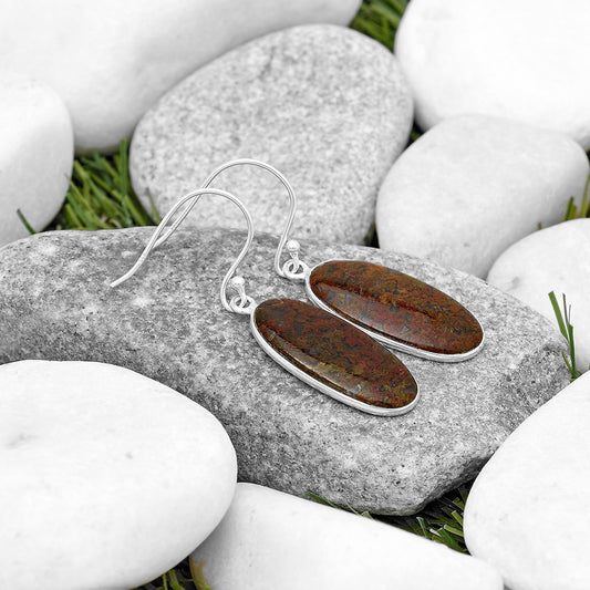 Natural Red Moss Agate Earrings E-1001 SDE69885