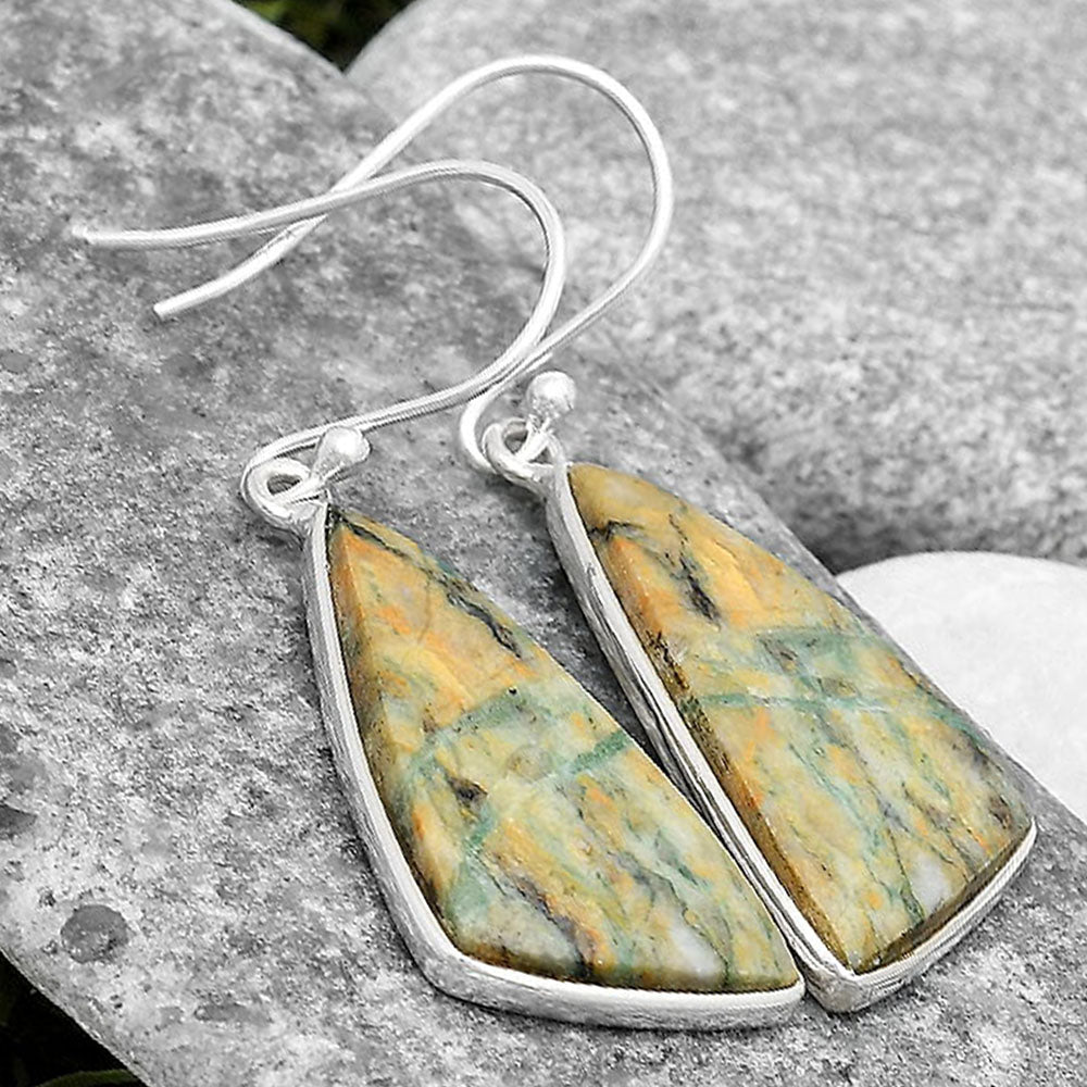 Natural Tree Weed Moss Agate - India Earrings E-1001 SDE70401