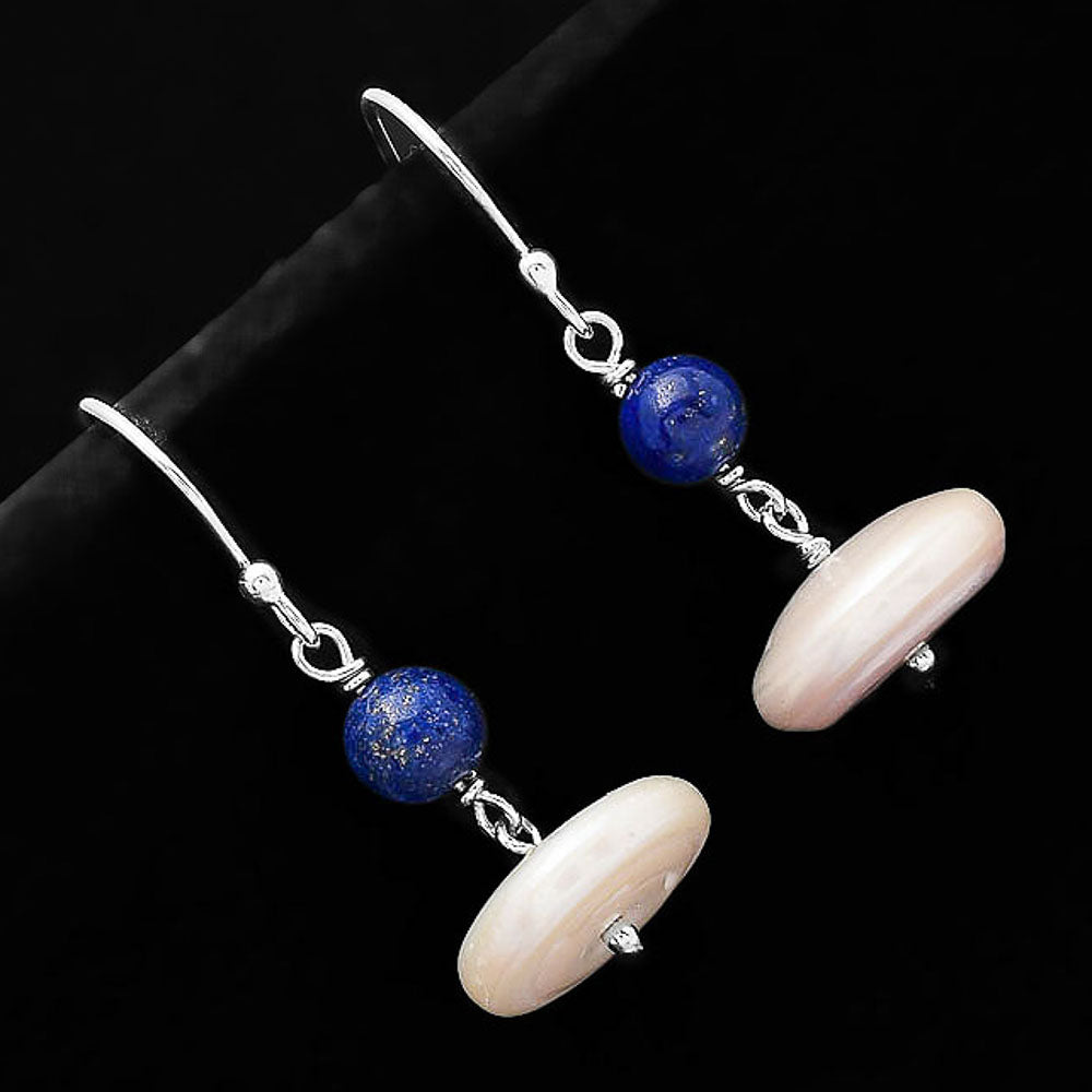 Fresh Water Pearl & Lapis Lazuli Earrings E-1009 SDE70572