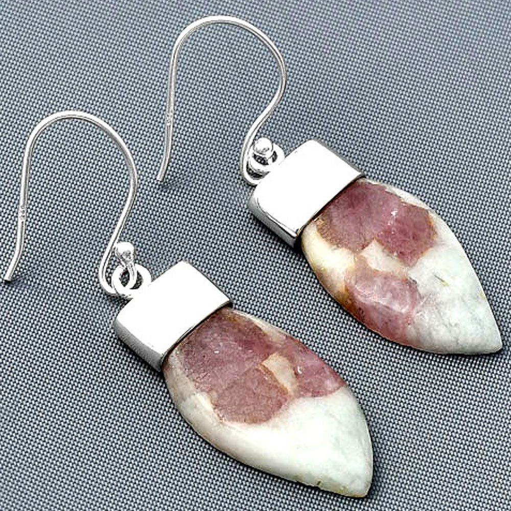 Natural Pink Tourmaline in Quartz Earrings E-1239 SDE75423