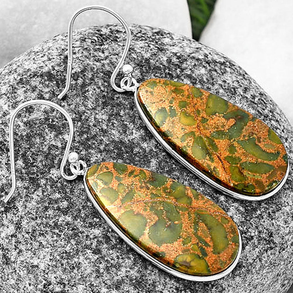 Natural Bamboo Jasper Earrings E-1001 SDE76897