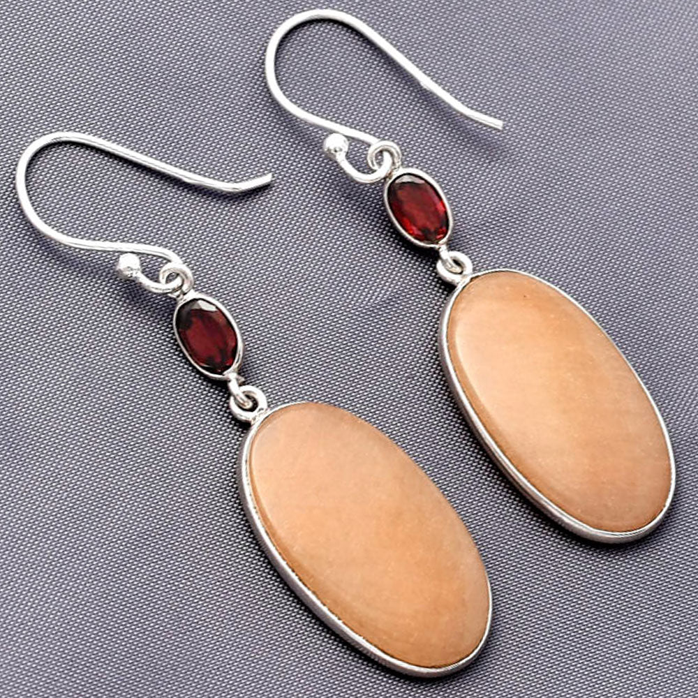 Natural Orange Aventurine & Garnet Earrings E-1002 SDE77342
