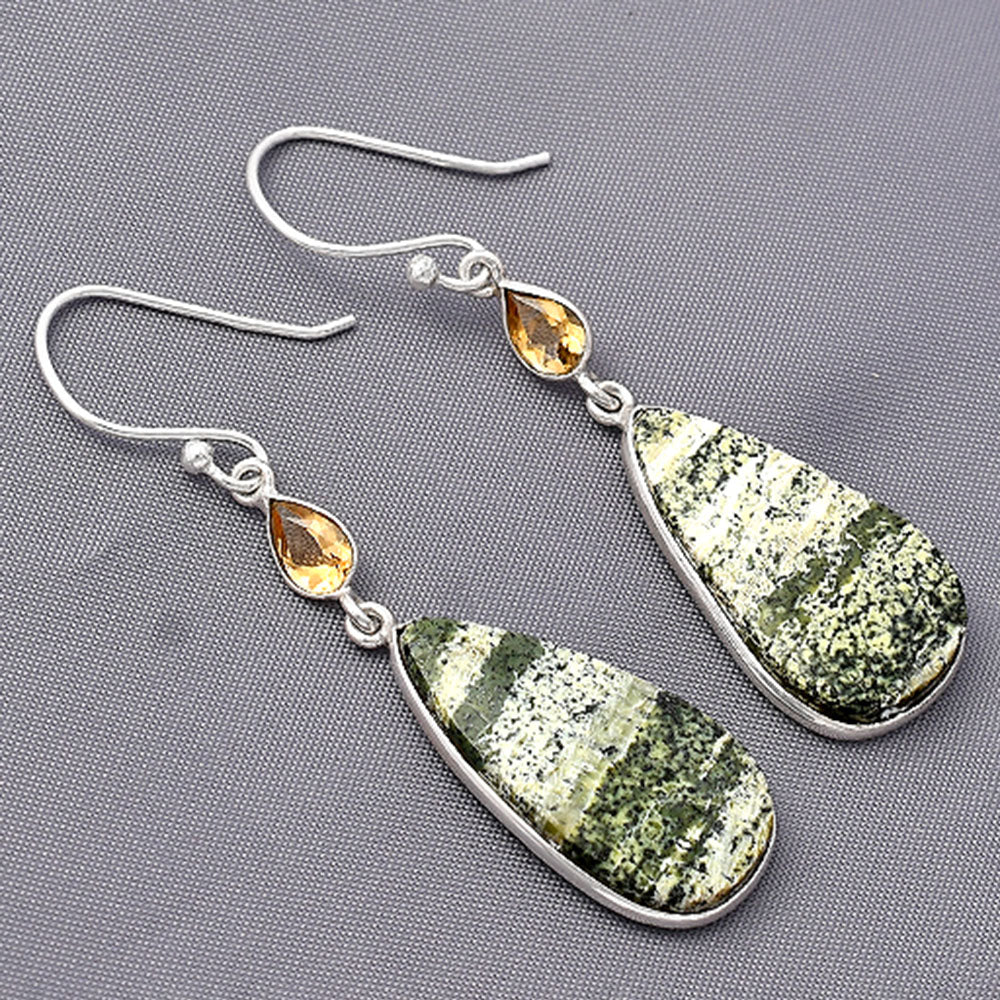 Natural Chrysotile & Citrine Earrings E-1002 SDE77421
