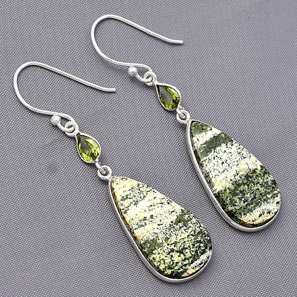 Natural Chrysotile & Peridot Earrings E-1002 SDE77428