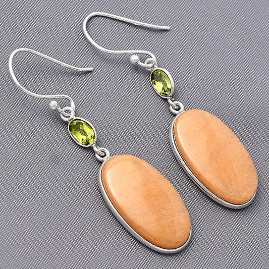 Natural Orange Aventurine & Peridot Earrings E-1002 SDE77467