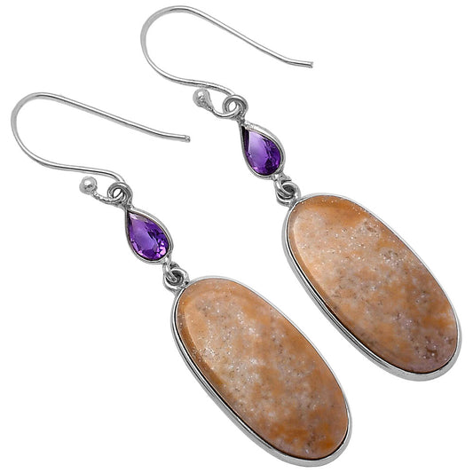 Oregon Red Moss Agate & Amethyst Earrings E-1002 SDE78779
