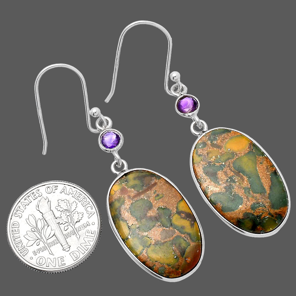 Natural Bamboo Jasper & Amethyst Earrings E-1002 SDE80551