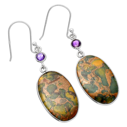 Natural Bamboo Jasper & Amethyst Earrings E-1002 SDE80551