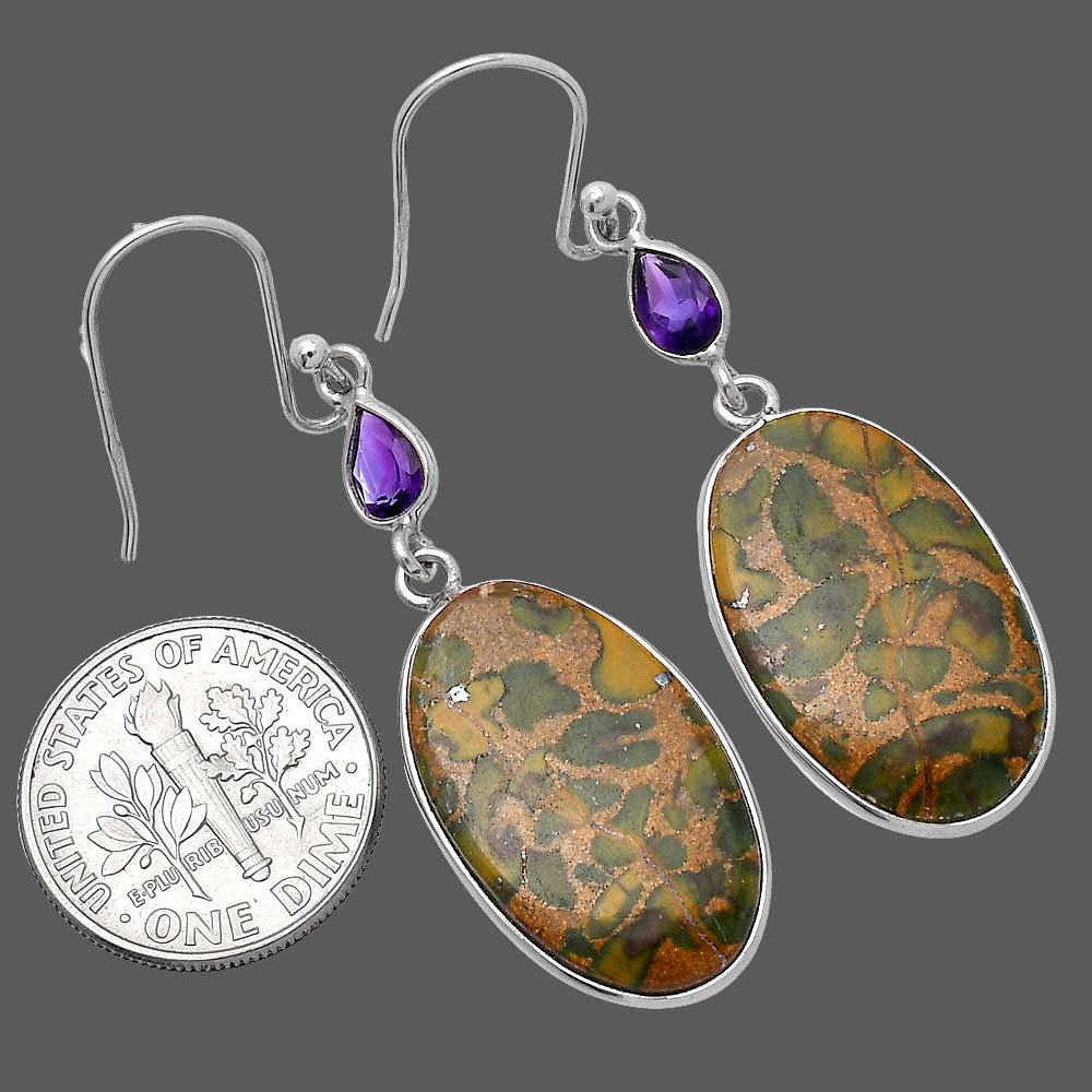 Natural Bamboo Jasper & Amethyst Earrings E-1002 SDE80552