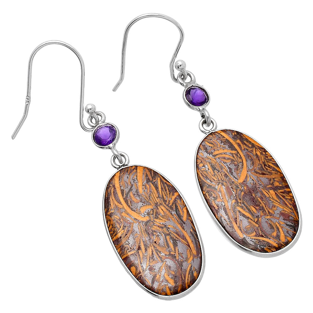 Coquina Fossil Jasper & Amethyst Earrings E-1002 SDE80553