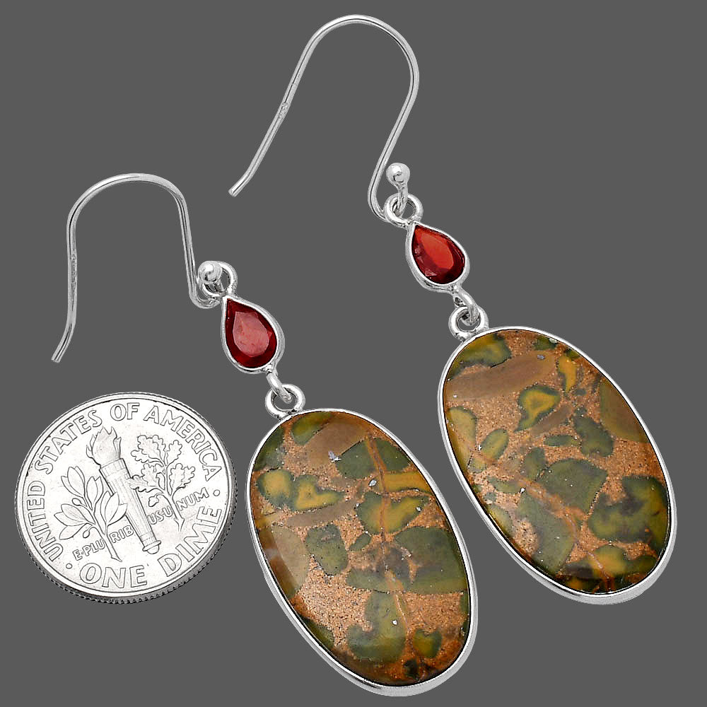 Natural Bamboo Jasper & Garnet Earrings E-1002 SDE80554