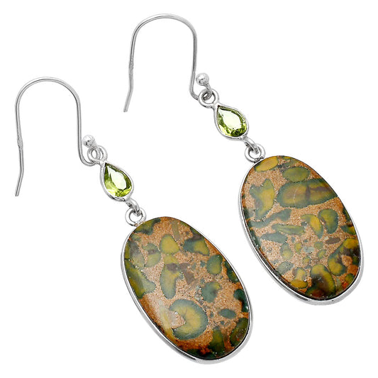 Natural Bamboo Jasper & Peridot Earrings E-1002 SDE80558