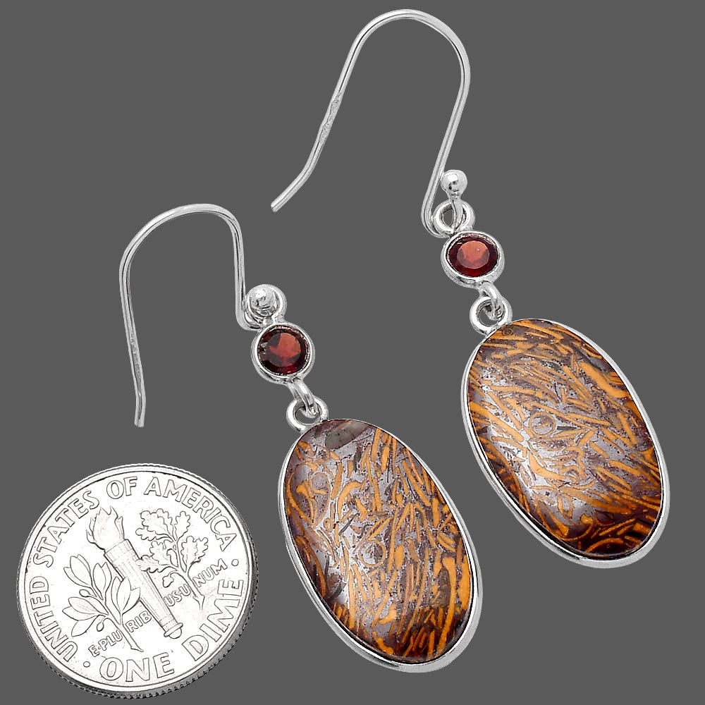 Coquina Fossil Jasper & Garnet Earrings E-1002 SDE80566