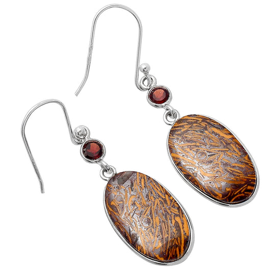 Coquina Fossil Jasper & Garnet Earrings E-1002 SDE80566