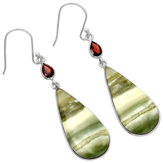 Natural Serpentine & Garnet Earrings E-1002 SDE80623