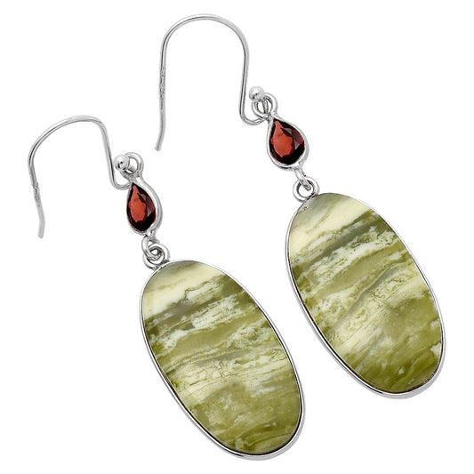 Natural Serpentine & Garnet Earrings E-1002 SDE80624