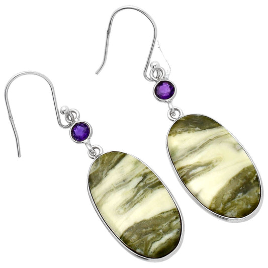 Natural Serpentine & Amethyst Earrings E-1002 SDE80627
