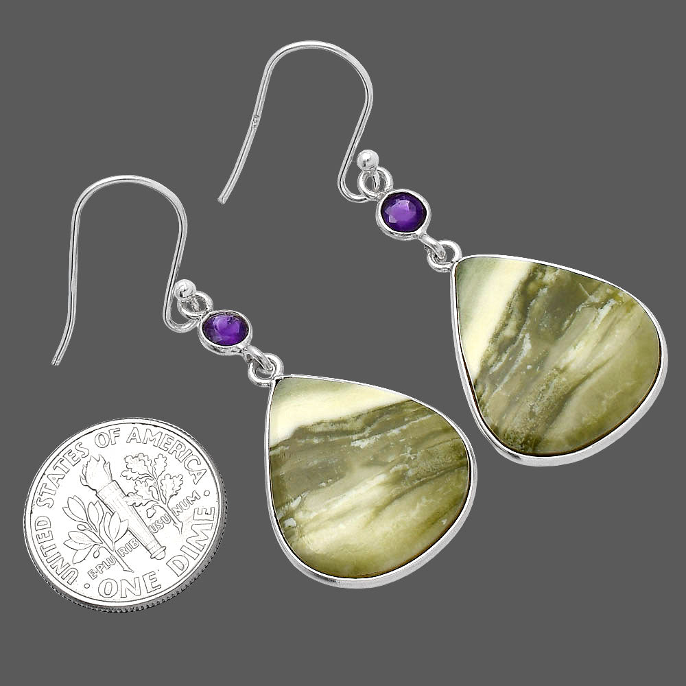 Natural Serpentine & Amethyst Earrings E-1002 SDE80628