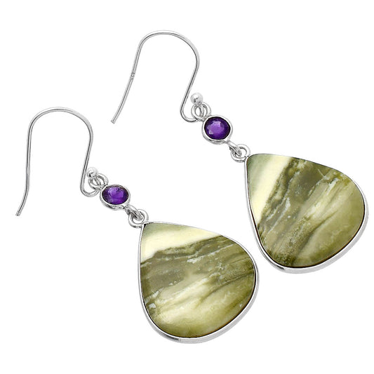 Natural Serpentine & Amethyst Earrings E-1002 SDE80628