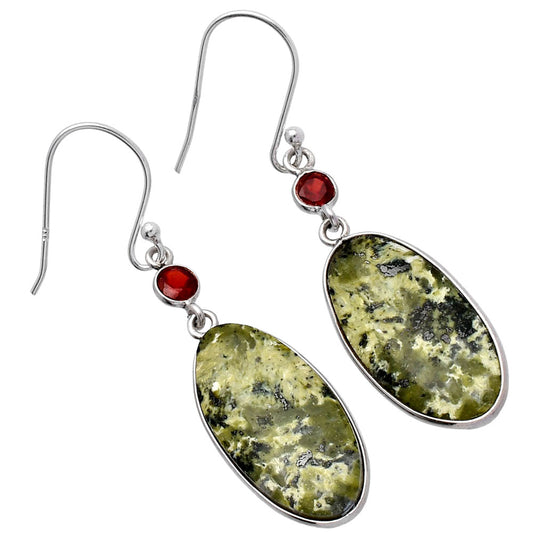 Natural Serpentine & Garnet Earrings E-1002 SDE80633