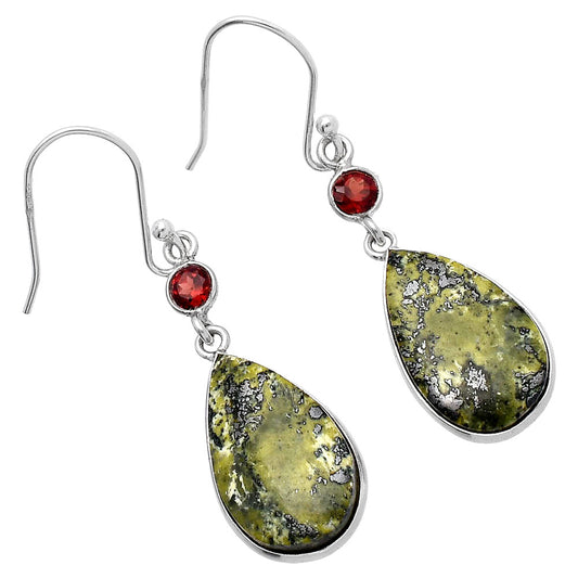 Natural Serpentine & Garnet Earrings E-1002 SDE80635