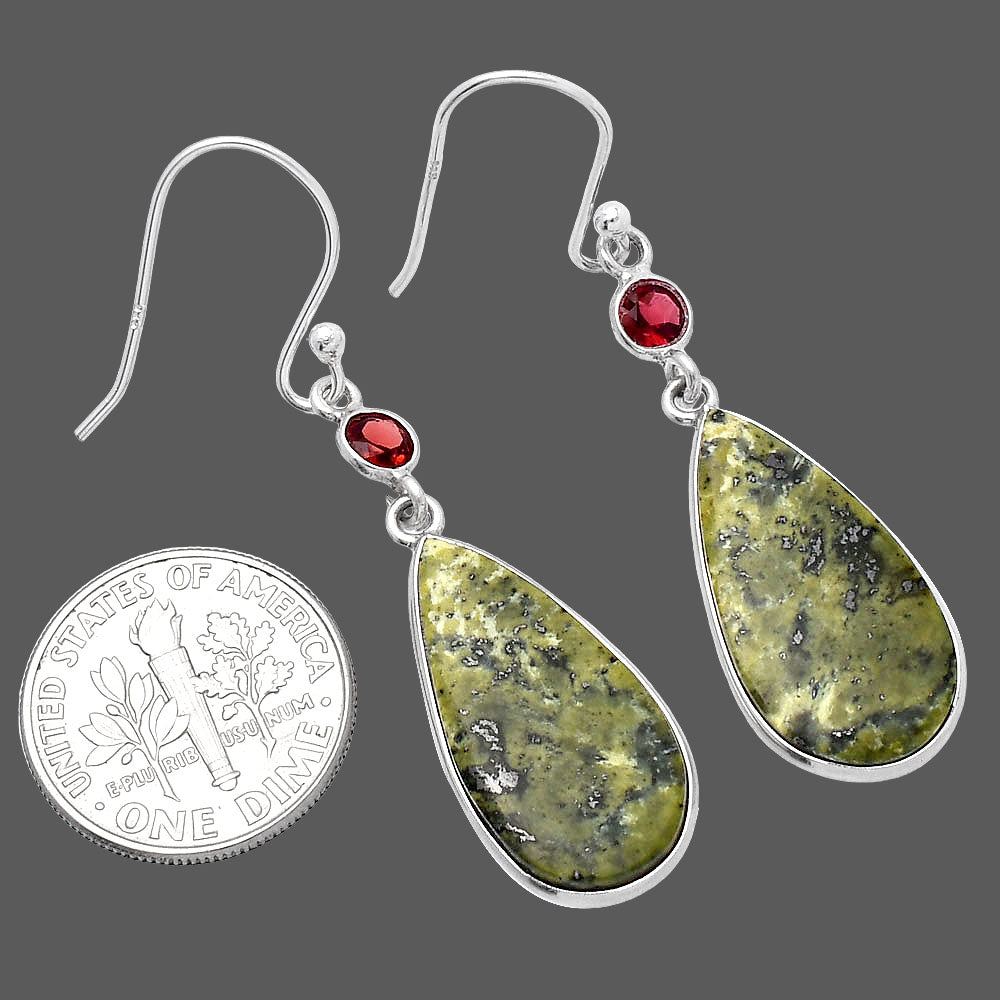 Natural Serpentine & Garnet Earrings E-1002 SDE80641