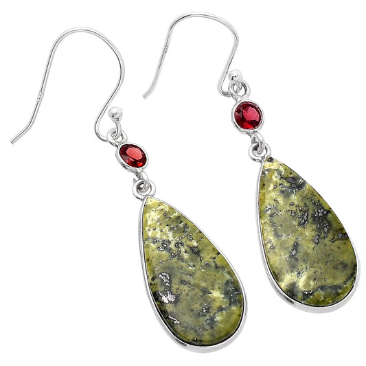 Natural Serpentine & Garnet Earrings E-1002 SDE80641