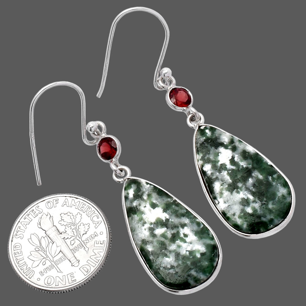 Natural Dioptase & Garnet Earrings E-1002 SDE80650
