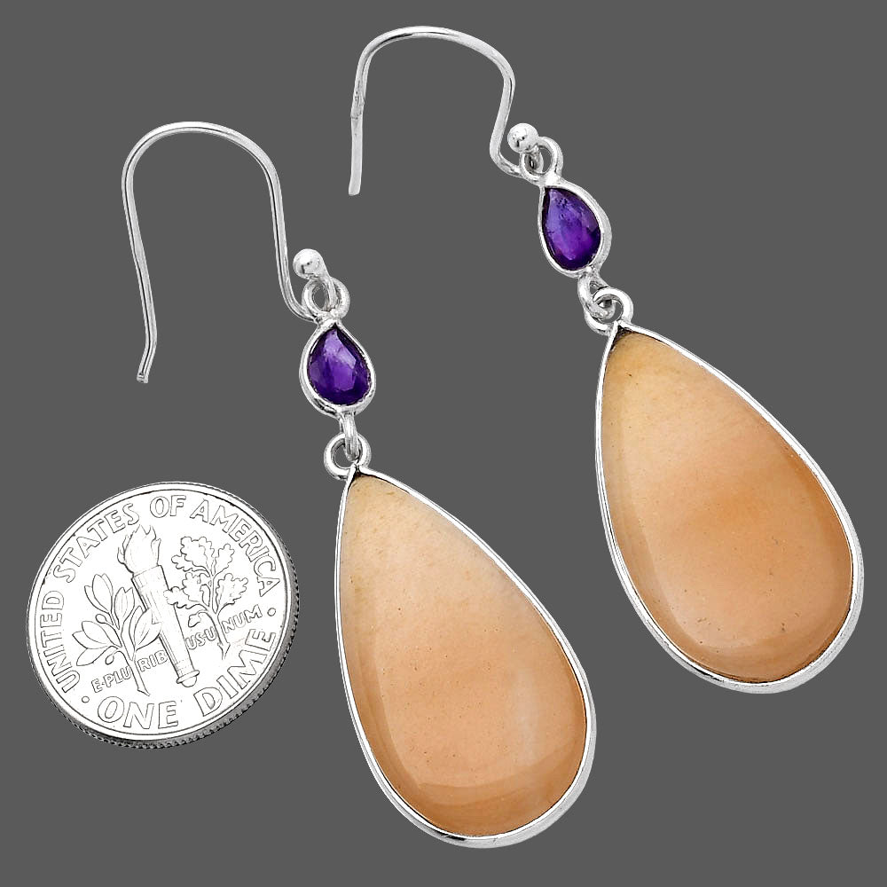 Natural Orange Aventurine & Amethyst Earrings E-1002 SDE80658