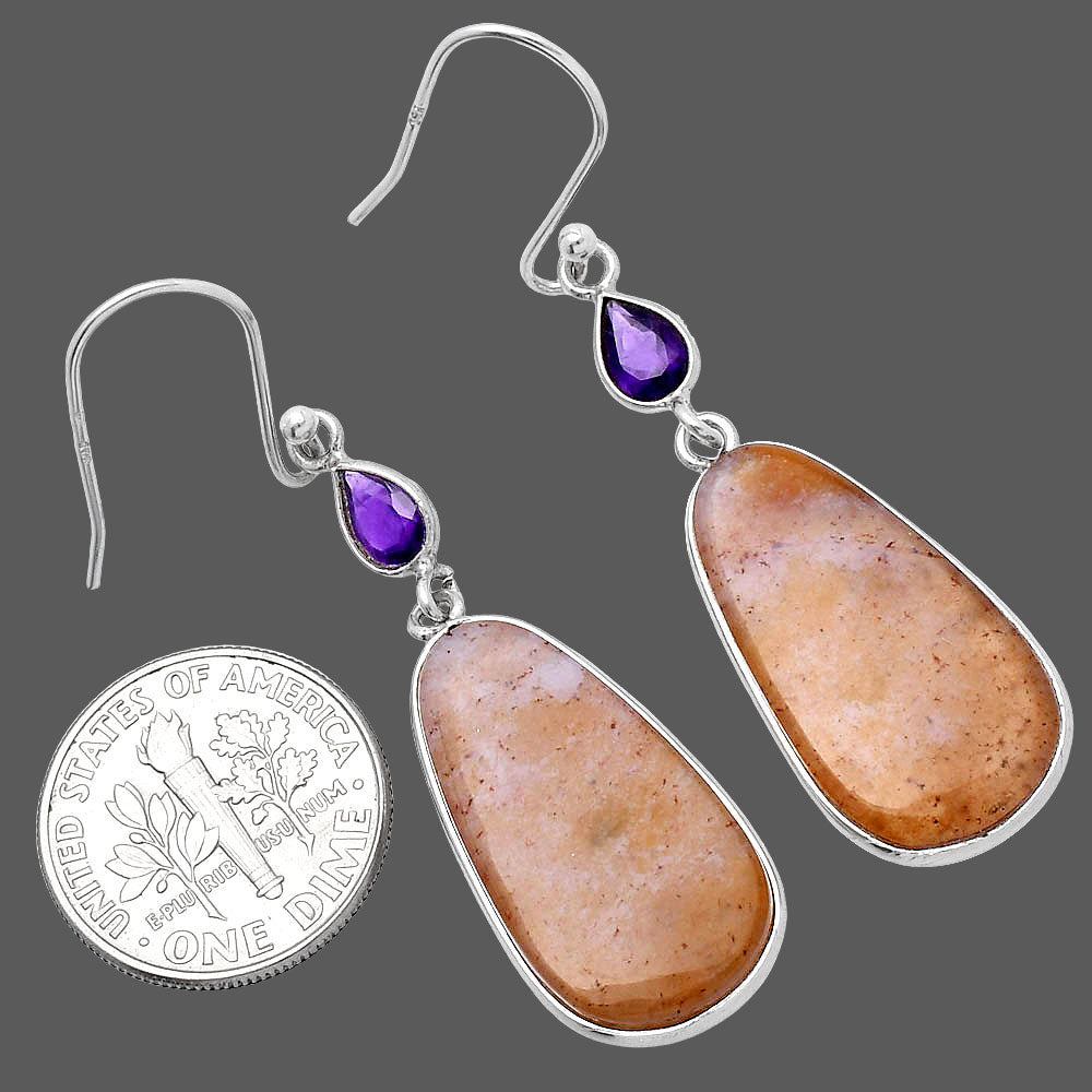 Natural Red Moss Agate & Amethyst Earrings E-1002 SDE80661