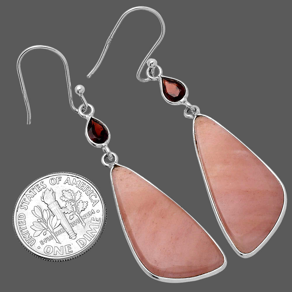 Natural Pink Aventurine & Garnet Earrings E-1002 SDE80667