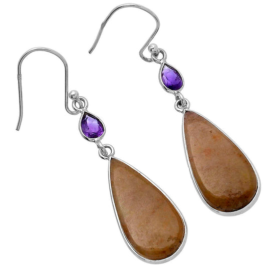 Natural Red Moss Agate & Amethyst Earrings E-1002 SDE80668
