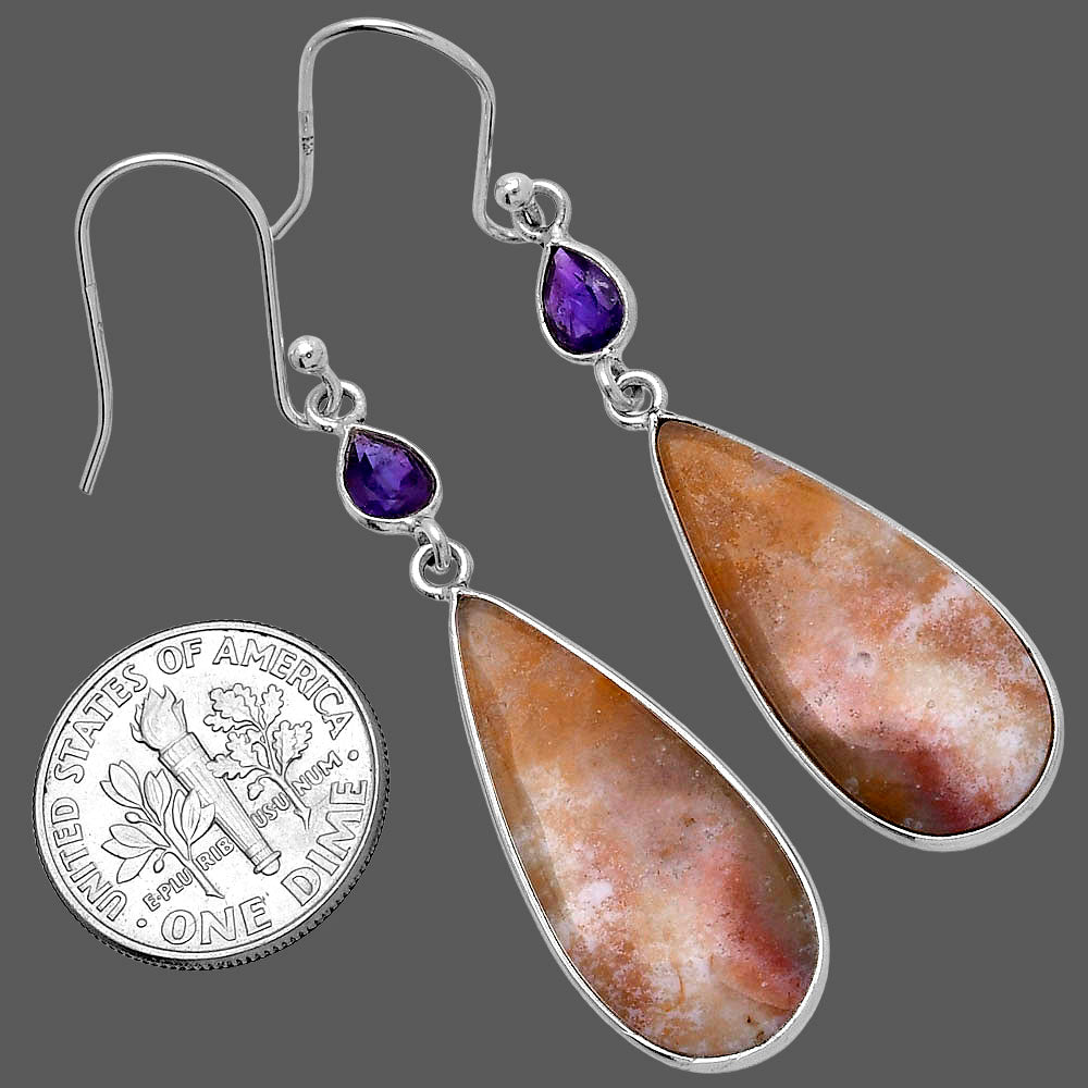 Natural Red Moss Agate & Amethyst Earrings E-1002 SDE80670