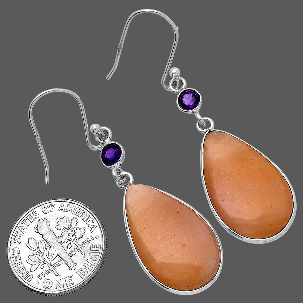 Natural Pink Aventurine & Amethyst Earrings E-1002 SDE80671