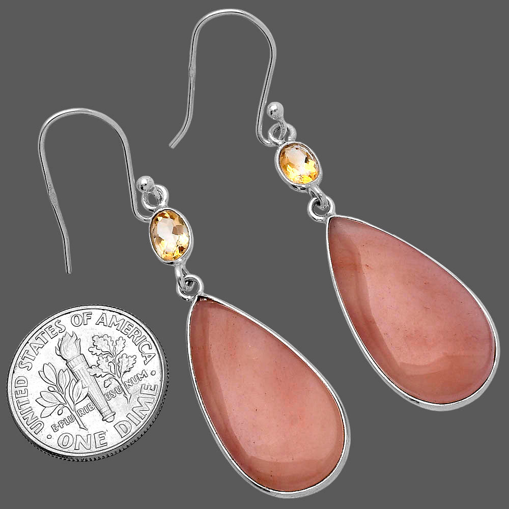Natural Pink Aventurine & Citrine Earrings E-1002 SDE80674