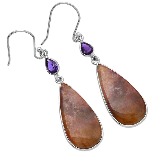 Natural Red Moss Agate & Amethyst Earrings E-1002 SDE80676
