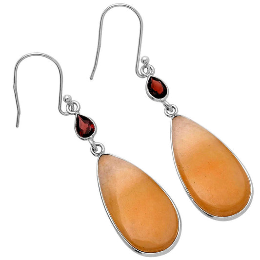 Natural Honey Aragonite & Garnet Earrings E-1002 SDE80681