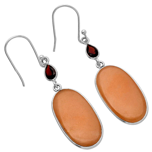 Natural Orange Aventurine & Garnet Earrings E-1002 SDE80683