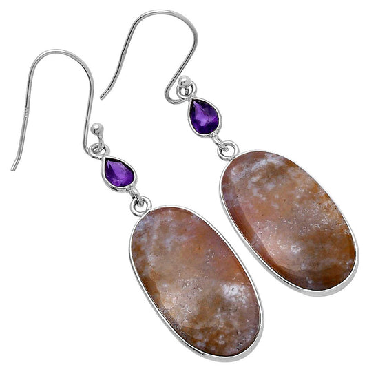 Natural Red Moss Agate & Amethyst Earrings E-1002 SDE80686