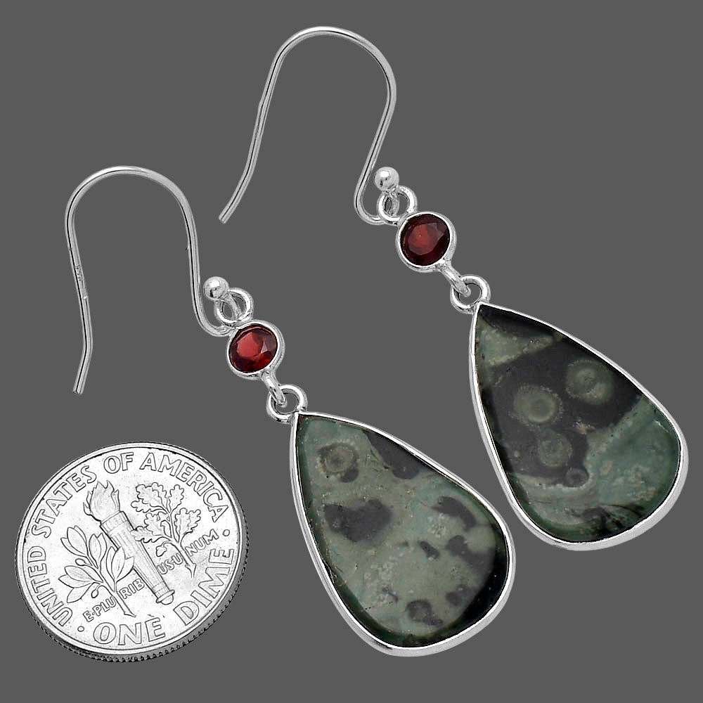 Natural Star Galaxy Jasper & Garnet Earrings E-1002 SDE80702