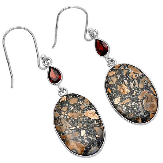 Maligano Jasper - Indonesia & Garnet Earrings E-1002 SDE80726