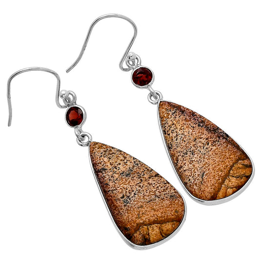 Natural Picture Jasper & Garnet Earrings E-1002 SDE80732