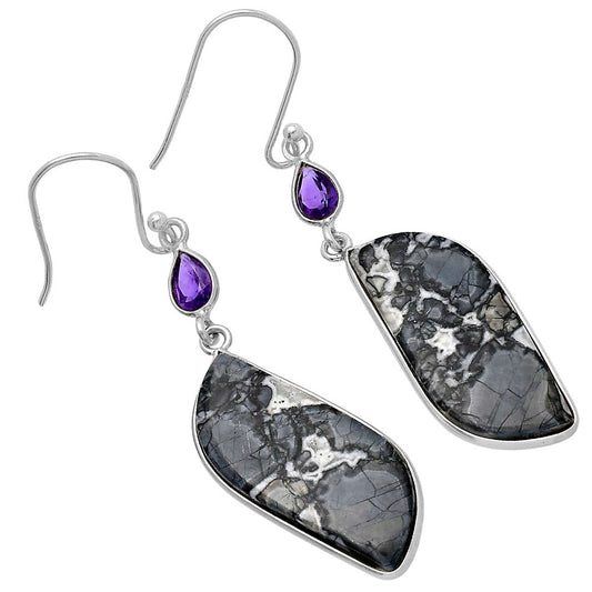 Natural Maligano Jasper & Amethyst Earrings E-1002 SDE80740