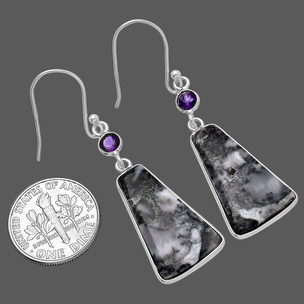Natural Maligano Jasper & Amethyst Earrings E-1002 SDE80741