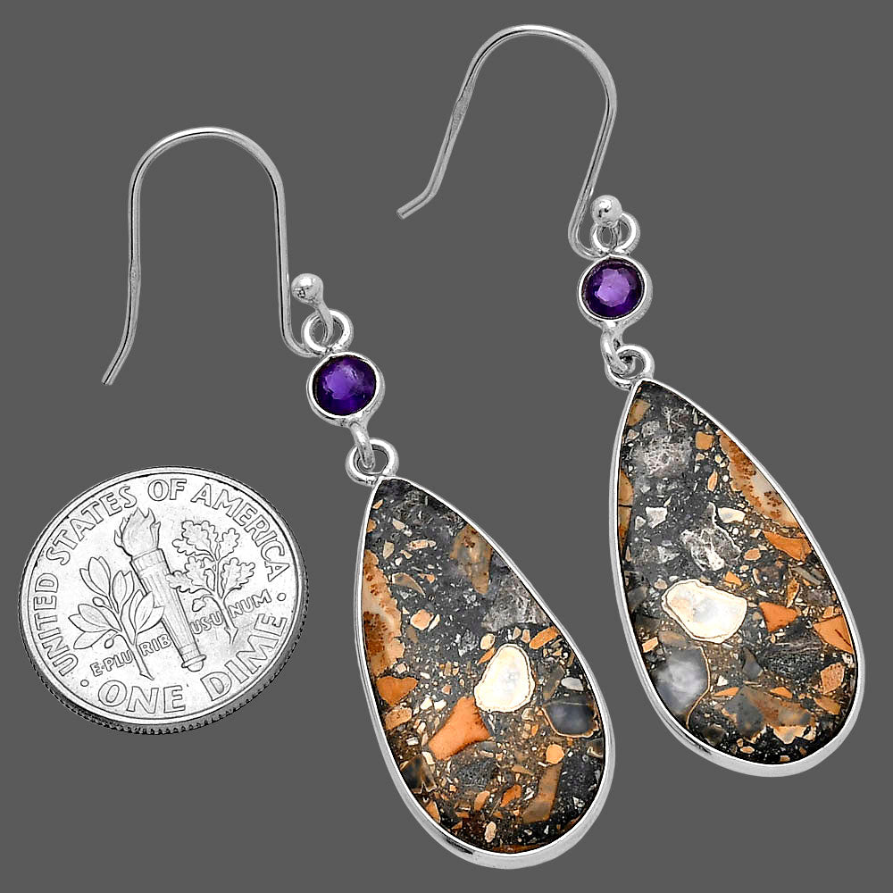 Natural Maligano Jasper & Amethyst Earrings E-1002 SDE80747