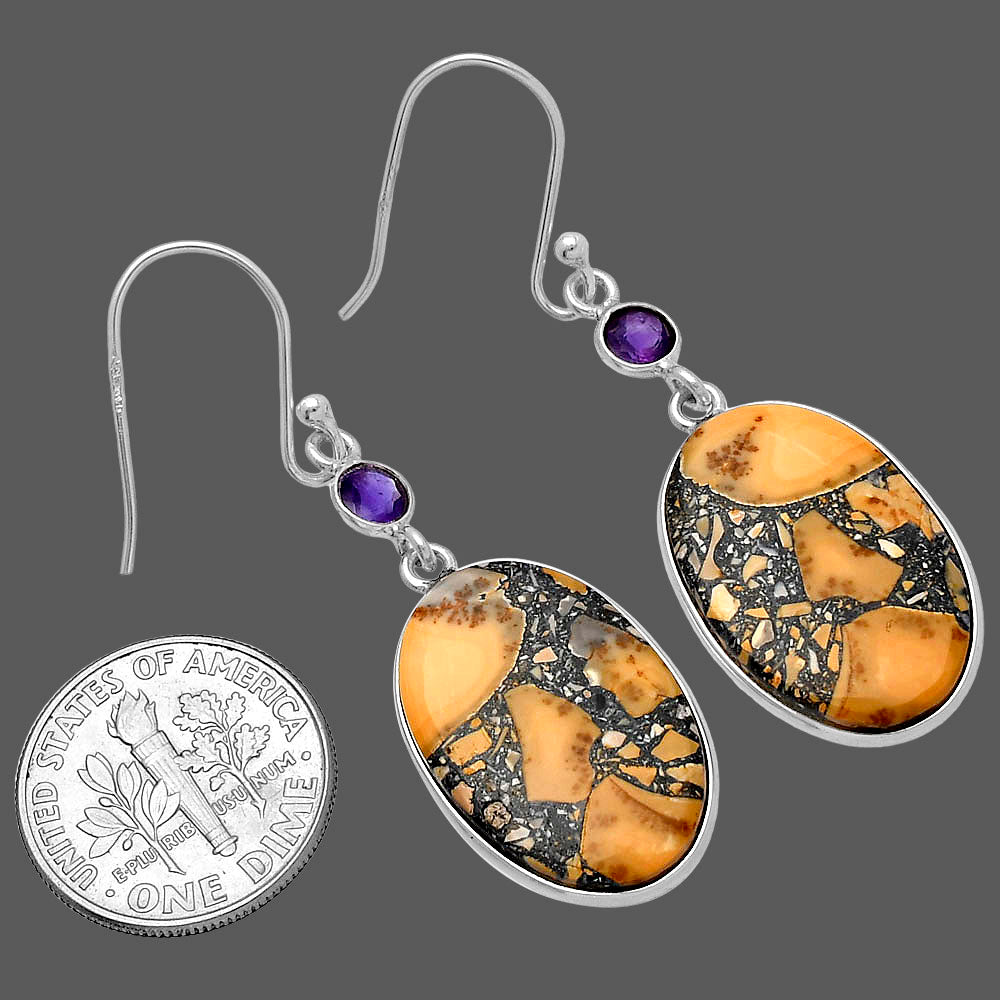 Natural Maligano Jasper & Amethyst Earrings E-1002 SDE80748